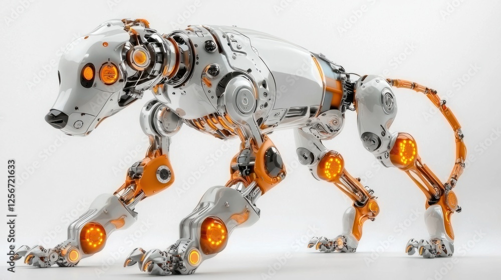 Futuristic Robotic Dog Featuring Sleek Design and High-Tech Elements Futuristic Robotic Dog Featuring Sleek Design and High-Tech Elements