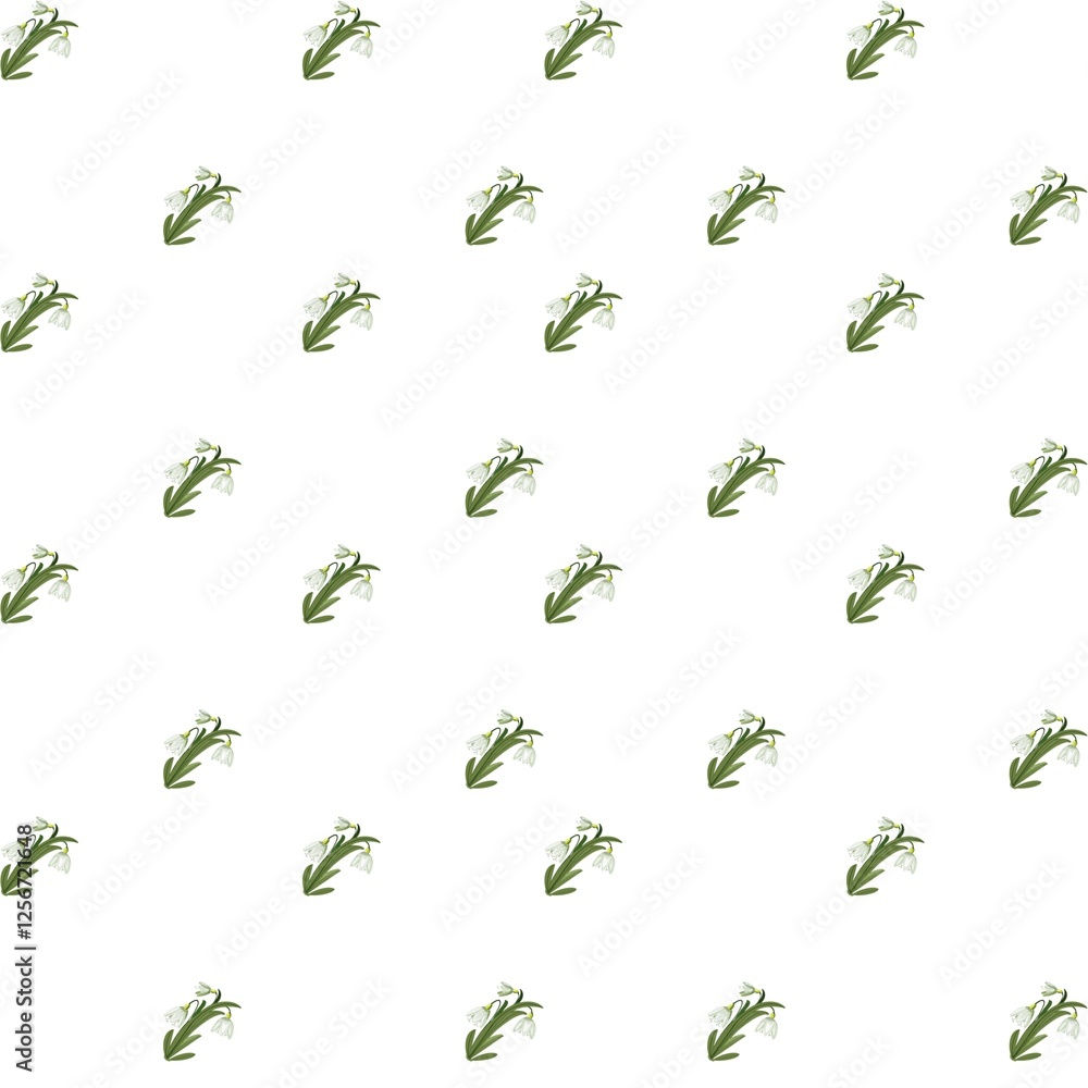 Fototapeta premium Seamless floral pattern with symmetrical lilies of the valley, dpi 5000x5000