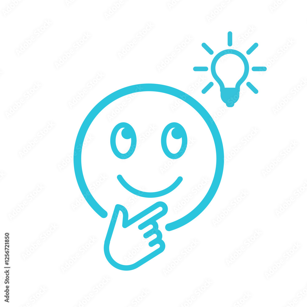 Idea Emoji icon, Isolated on white. Blue icon set Idea Emoji icon, Isolated on white. Blue icon set
