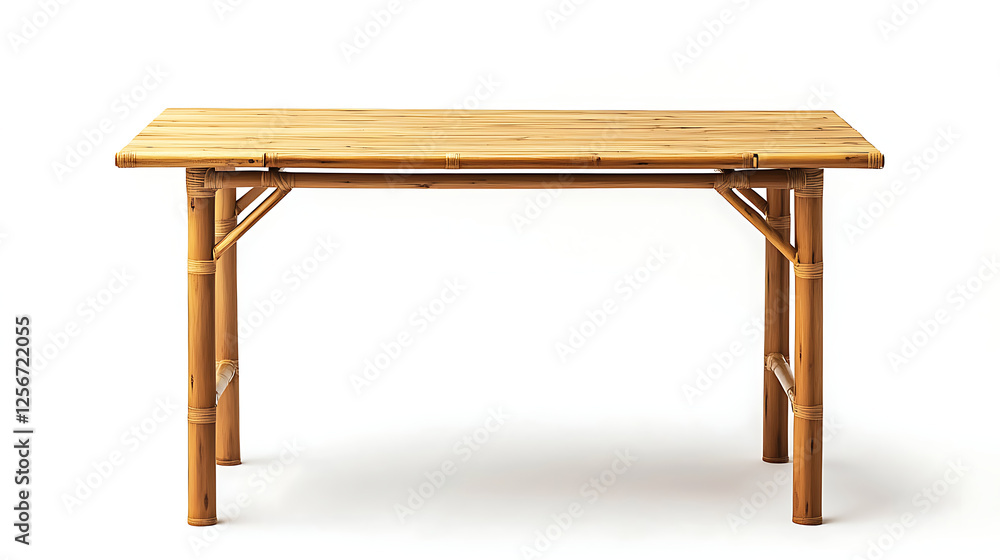 A wooden table with bamboo legs and a brown top A wooden table with bamboo legs and a brown top