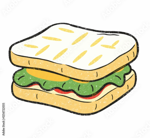 Illustration Grilled Sandwich Isolated White Background Fast Food Icon