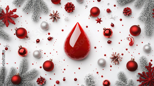 Christmas Blood Donation Festive Holiday Season Red Ornaments Decorations
