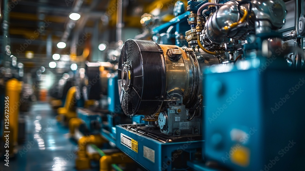 Industrial Machinery with Fan in Factory Environment Industrial Machinery with Fan in Factory Environment