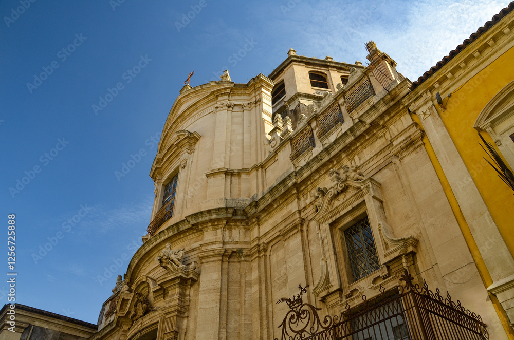 Fototapeta premium Historic buildings on Via dei Crociferi street in Catania
