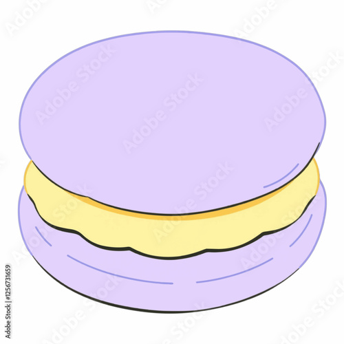Illustration of a Purple Macaron with Taro Flavor for Dessert and Pastry Designs