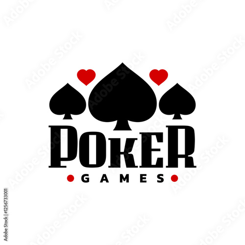 three spades and two hearts logo. poker games logo template. card game logo icon.