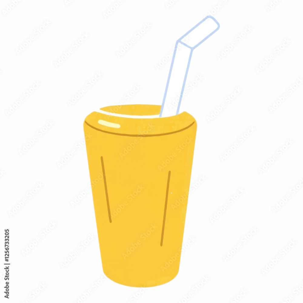 A Glass of Juice with a Straw, Refreshing and Playful Beverage Icon A Glass of Juice with a Straw, Refreshing and Playful Beverage Icon