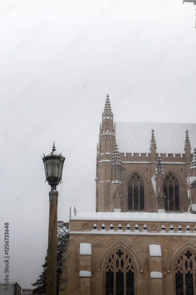 Naklejka premium Snow Covered National Cathedral in Winter