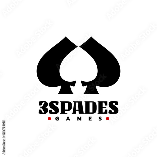 three silhouette spades. poker games logo template. card game logo icon.