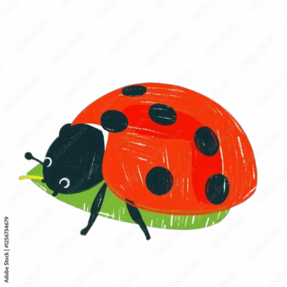 Fototapeta premium Illustration of Ladybug on Leaf