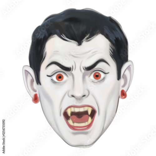 Illustration of a Vampire Face for Horror and Halloween Designs