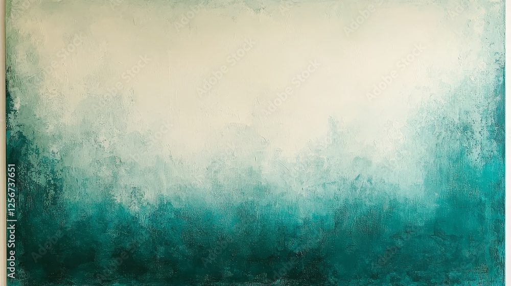 A serene abstract painting featuring a gradient of teal transitioning to a soft white, evoking calmness and tranquility. A serene abstract painting featuring a gradient of teal transitioning to a soft white, evoking calmness and tranquility.
