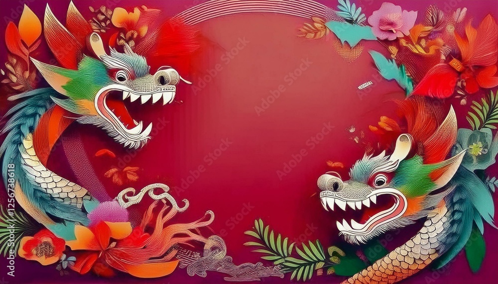 elegant dragon border frame with floral design with copy space for text graphic resource
elegant dragon border frame with floral design with copy space for text graphic resource
