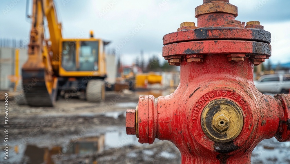 Construction Site Fire Hydrant: A Rusty Sentinel Amidst Development Construction Site Fire Hydrant: A Rusty Sentinel Amidst Development