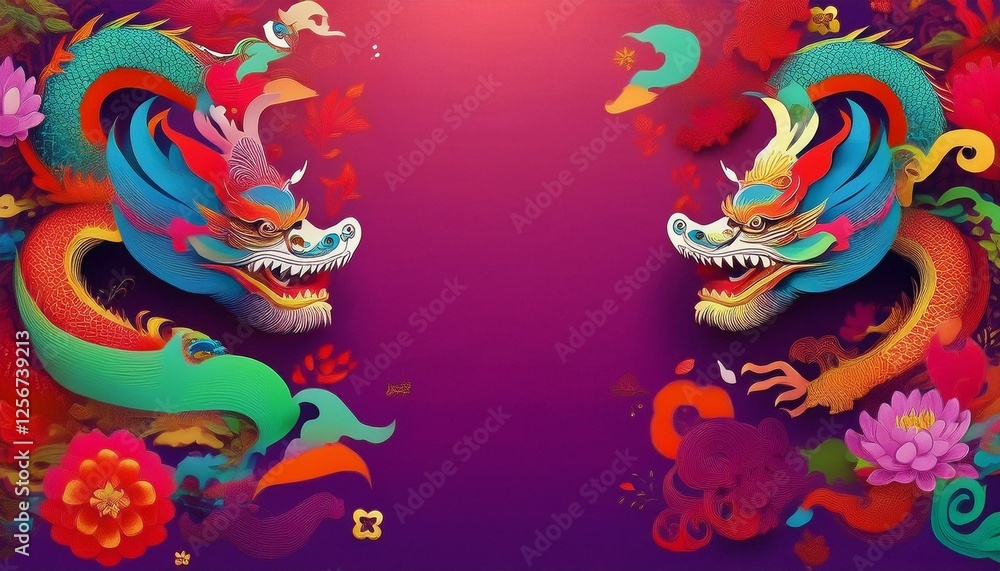 elegant dragon border frame with floral design with copy space for text graphic resource elegant dragon border frame with floral design with copy space for text graphic resource
