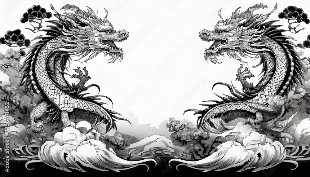 elegant dragon border frame with floral design with copy space for text graphic resource
elegant dragon border frame with floral design with copy space for text graphic resource