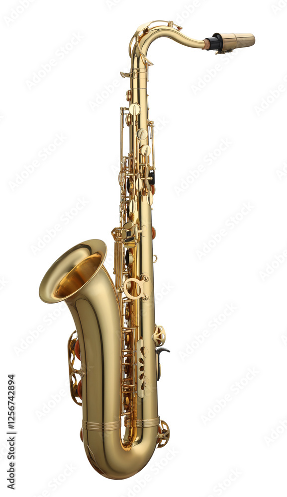 Naklejka premium Jazz. One beautiful saxophone isolated on white