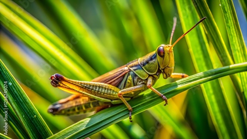 Grasshopper on Blade of Grass photo