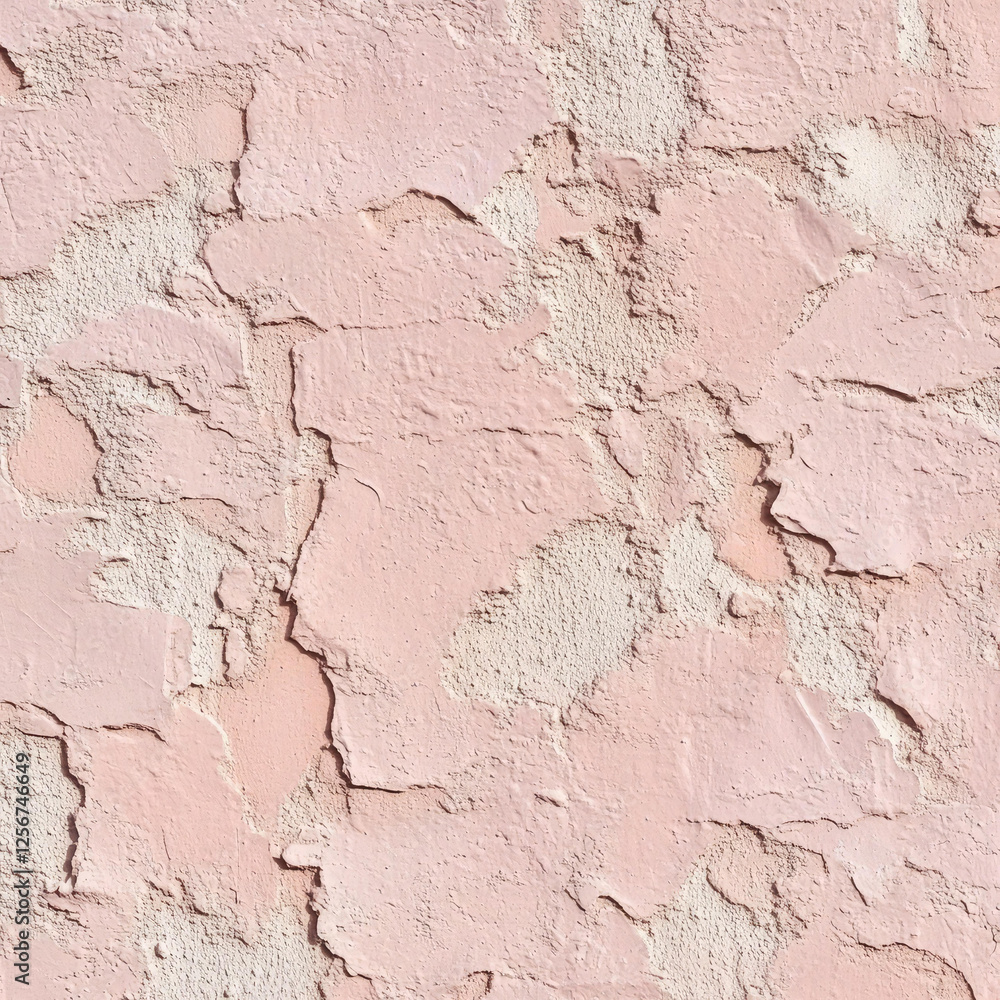Obraz premium Textured Pink Wall with Peeling Paint and Cracks Detailed Closeup View
