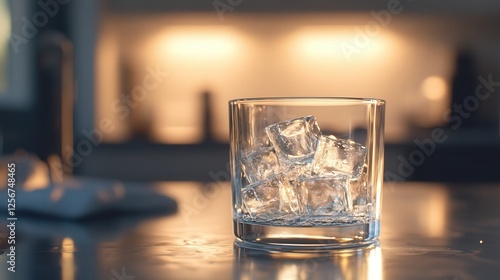 Wallpaper Mural cold storage glass with ice, sitting on a kitchen counter. The frosty exterior, clear ice cubes, Torontodigital.ca