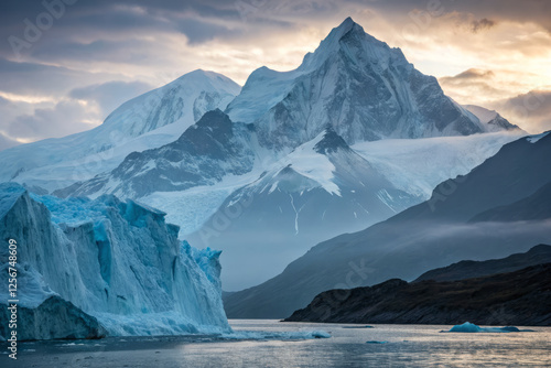 Wallpaper Mural Majestic icy mountain landscape with glacier and serene water Torontodigital.ca