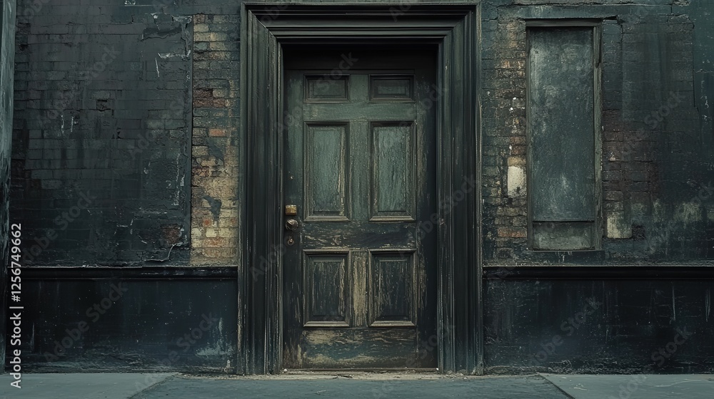 fire exit door situated in an old, historic building, where the door worn appearance stands fire exit door situated in an old, historic building, where the door worn appearance stands