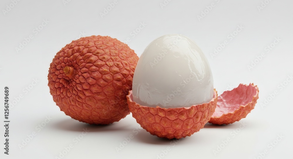 Fresh Lychee with Textured Skin and Translucent Flesh Revealed Fresh Lychee with Textured Skin and Translucent Flesh Revealed