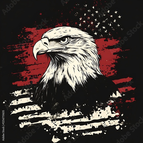 Eagle portrait, patriotic design, graphic art, possible use for apparel photo