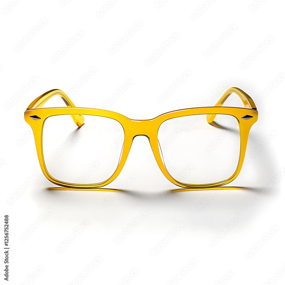 Fototapeta premium Stylish glasses with yellow frame isolated on white background