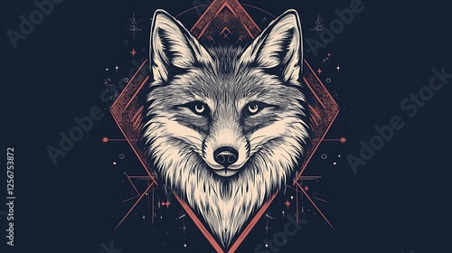 Fox head art, geometric design, abstract background, wallpaper photo