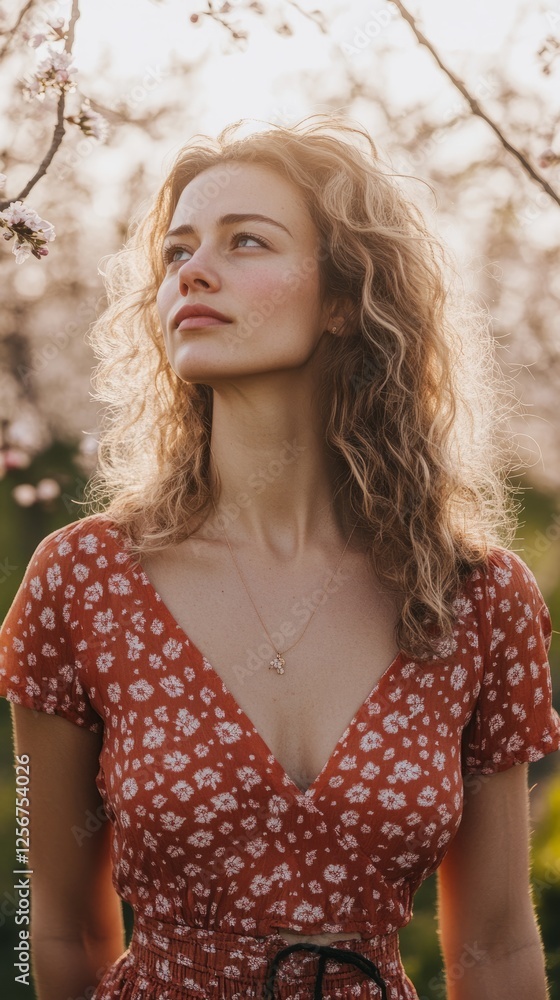 Fototapeta premium Cherry blossoms bloom in soft sunlight, symbolizing renewal and harmony. 