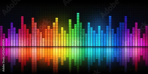 Music equalizer wave with colorful sound waves and bars, colored bars, waveform,  colored bars
