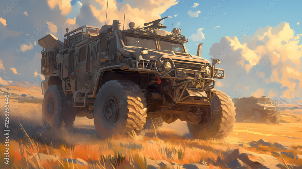 Fototapeta premium offroad car vehicle in desert