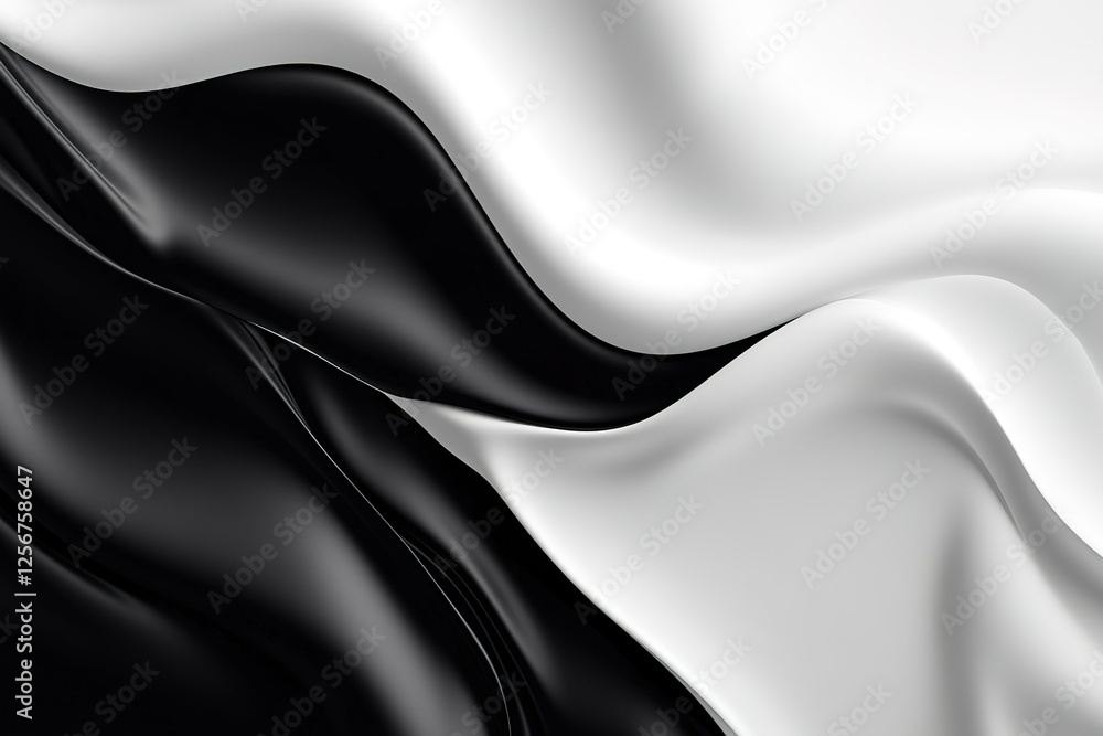 Fototapeta premium Abstract monochrome fabric waves elegant design