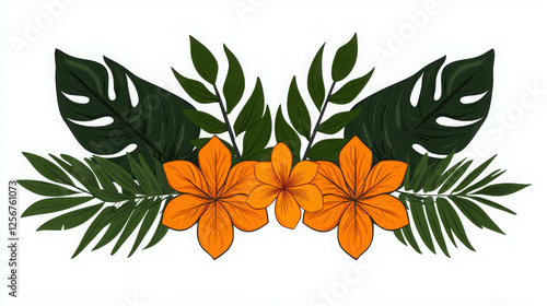 Vibrant Tropical Jungle Leaves and Flowers Banner for Summer Design Purposes