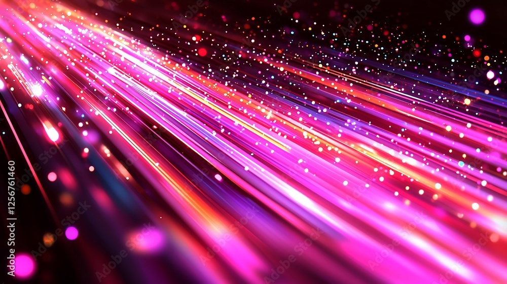 Obraz premium Abstract light streaks, vibrant colors, dark background, energy