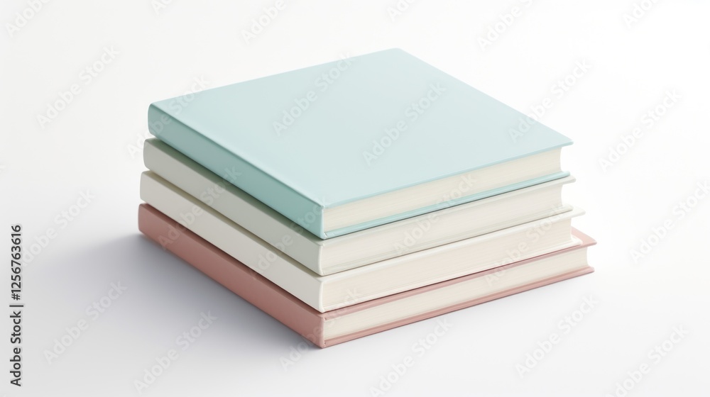 Stack of pastel covered books on a white background representing knowledge Stack of pastel covered books on a white background representing knowledge