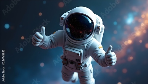 Astronaut Giving Thumbs Up in Zero Gravity