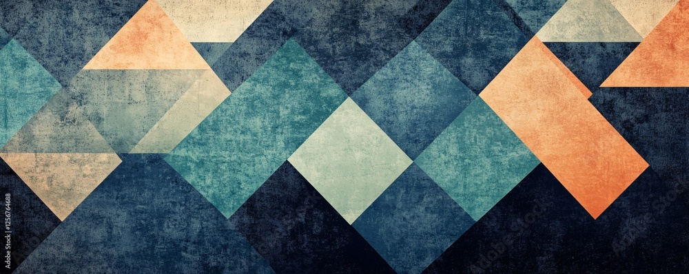 Fototapeta premium Geometric shapes creating an abstract background with a grunge texture effect