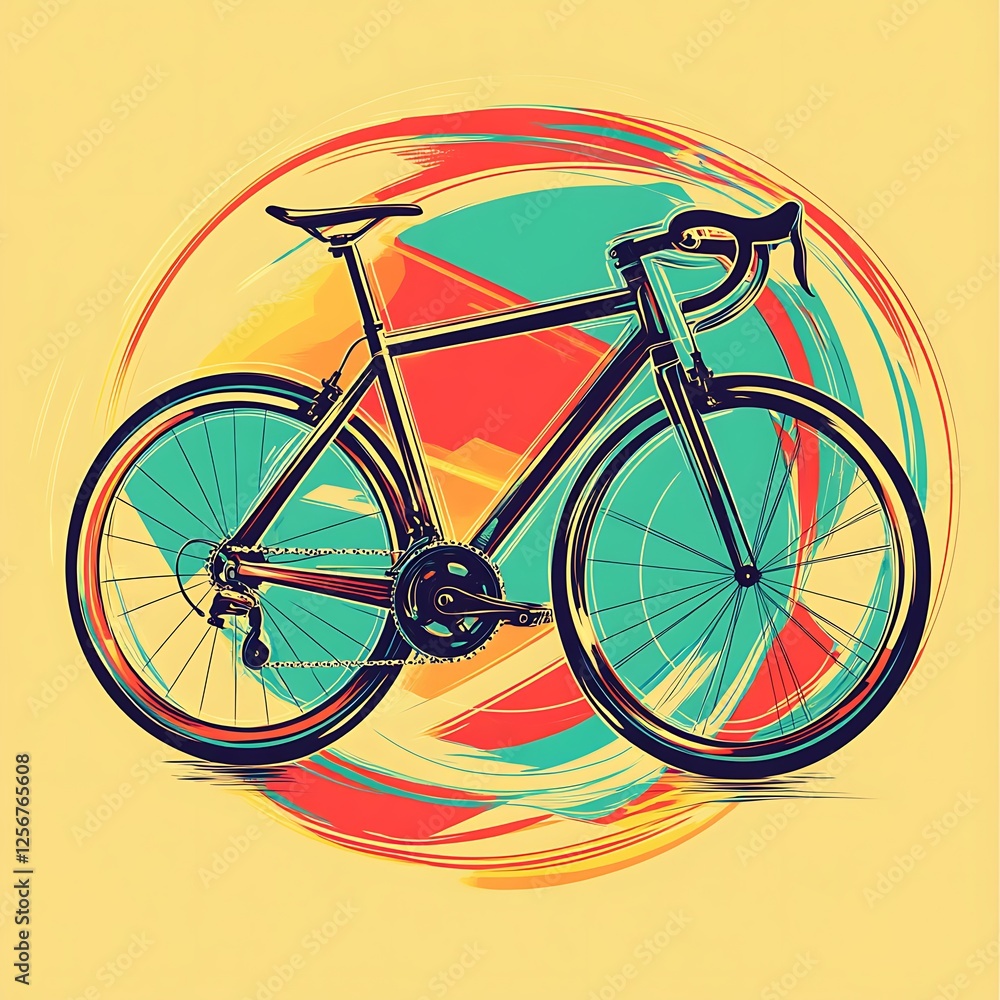 Fototapeta premium Colorful illustration of a road bike