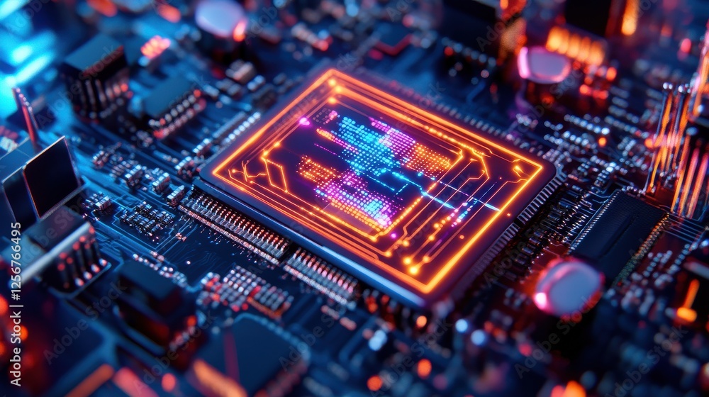 Holographic Quantum Interface Glowing with Intricate Texture