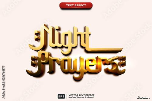 Ramadan Kareem event editable text effect Night Prayers 3d Cartoon template style premium vector.