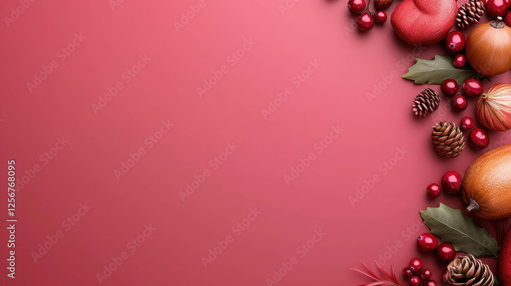 Thanksgiving Elements Collection on Soft Red Background for Seasonal Decor and Celebrations Thanksgiving Elements Collection on Soft Red Background for Seasonal Decor and Celebrations