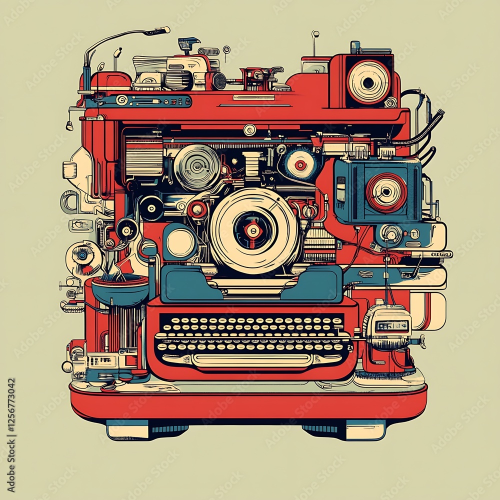 Fototapeta premium Futuristic typewriter machine design