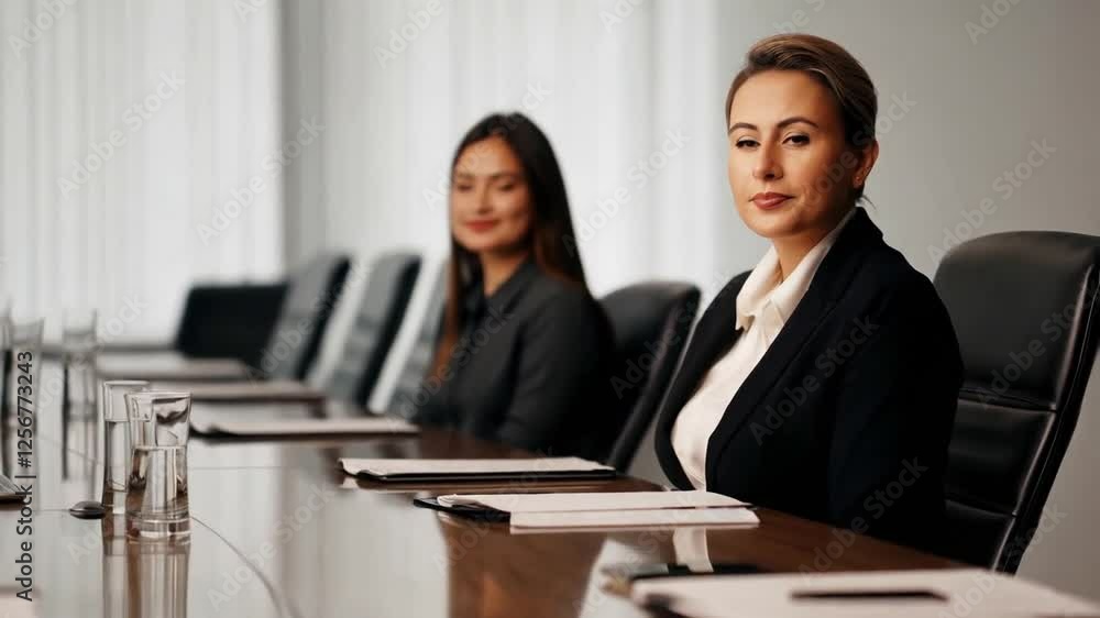 A business leader sitting at a conference table, facing the camera. A business leader sitting at a conference table, facing the camera.