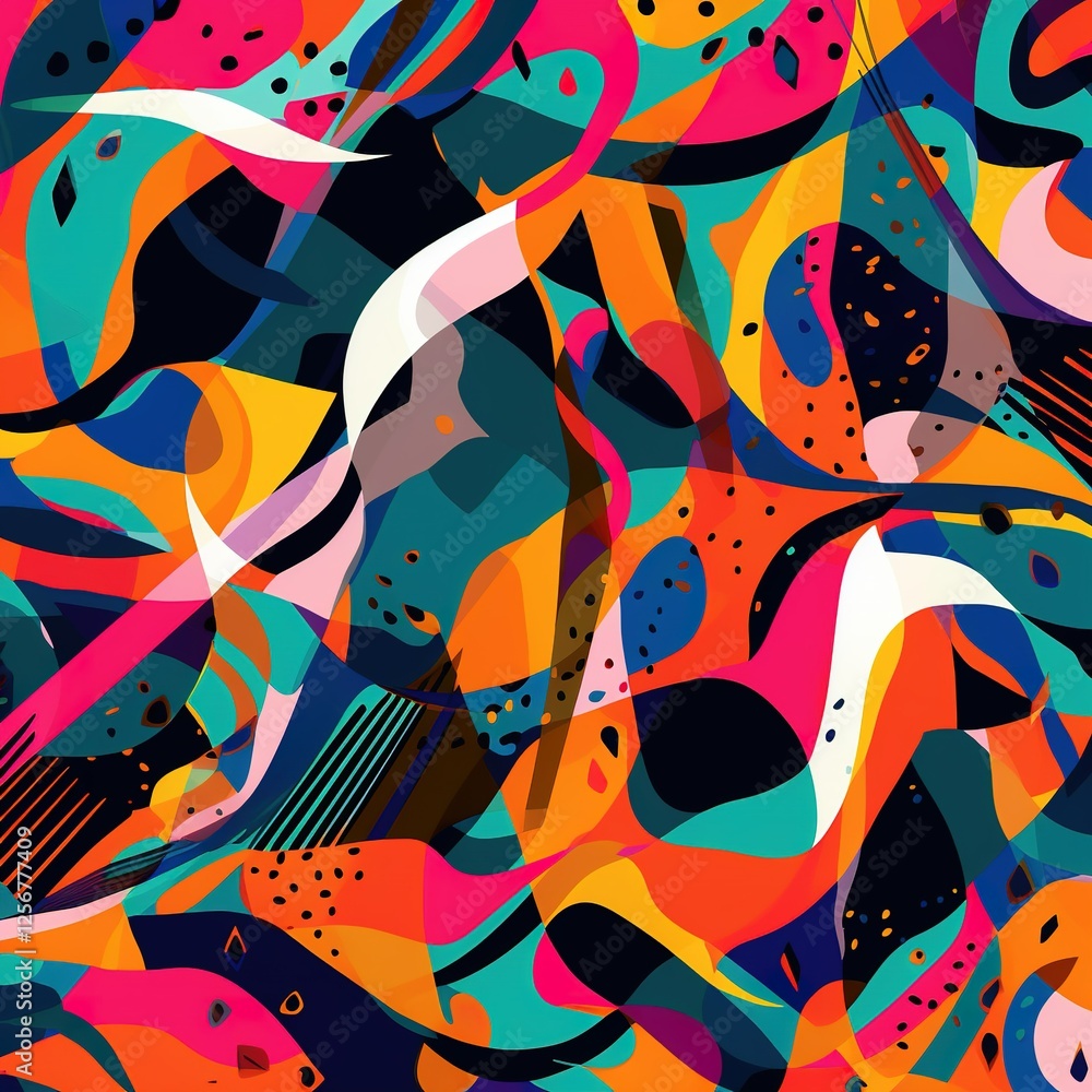 Obraz premium Vibrant abstract art with dynamic shapes creating a visually stimulating composition