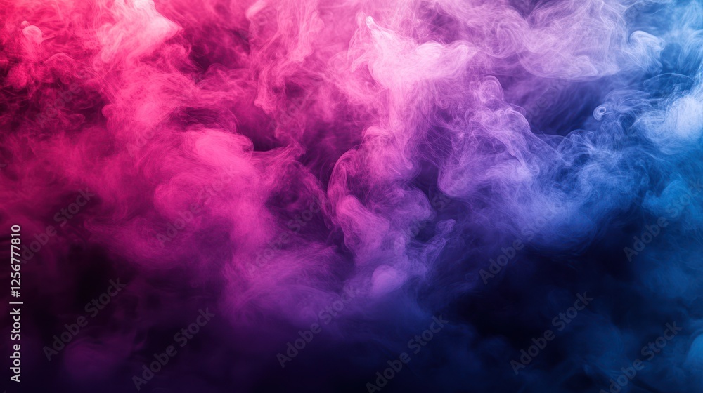 Fototapeta premium Pink blue smoke swirls, dark background, abstract design