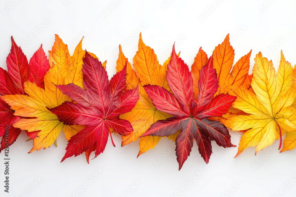 Autumn Leaves Border of Red Orange and Yellow Fall Foliage Autumn Leaves Border of Red Orange and Yellow Fall Foliage