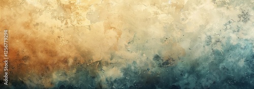 Distressed Wall Background With An Ombre Effect Transitioning From Warm Gold To Cool Teal. Ideal For Adding Texture And Depth To Designs.