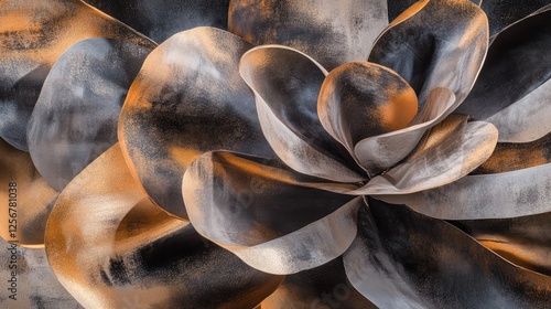 Metallic flower, abstract art, dark background, website design